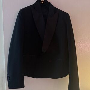 Zara Collection Black Wool Shawl Collar Tuxedo Blazer (XS)
